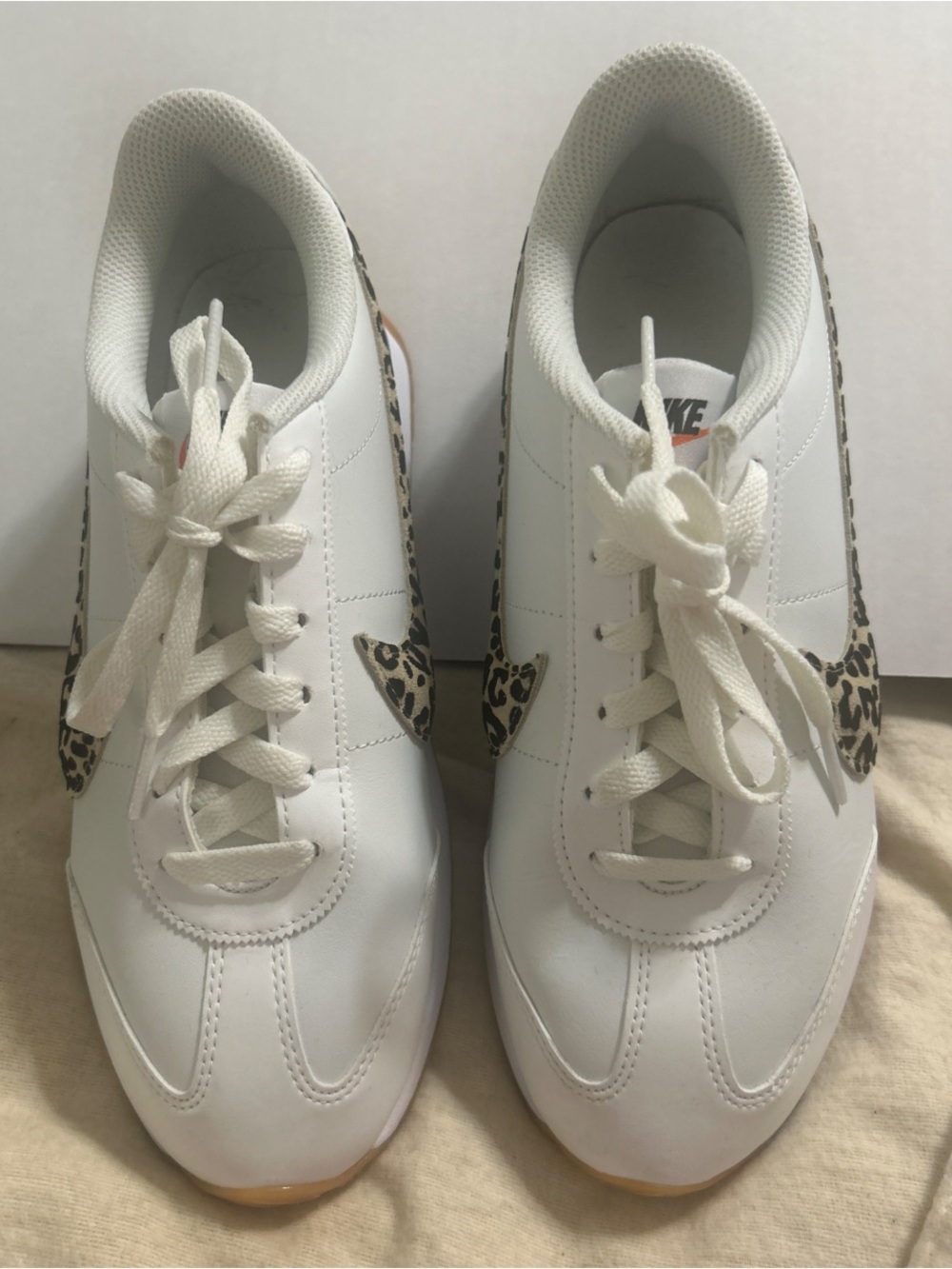 Nike Court Legacy Lift White Leopard Swoosh Sneakers Women's 8.5
